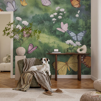 Peel and stick fototapet Fjärilar på ängen