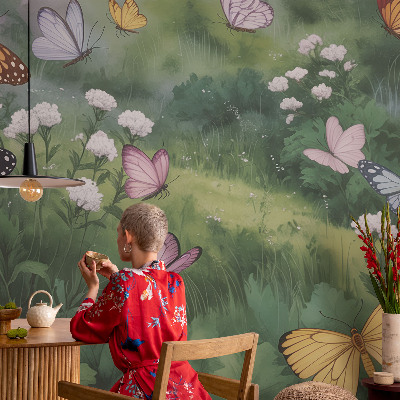 Peel and stick fototapet Fjärilar på ängen
