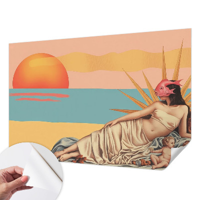 3D fototapet med motiv från surrealismens västerland