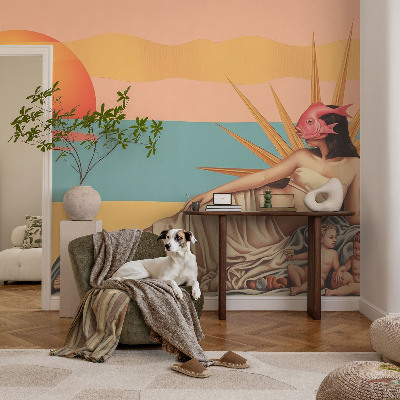 3D fototapet med motiv från surrealismens västerland