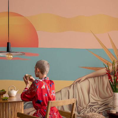 3D fototapet med motiv från surrealismens västerland