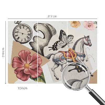 Fototapet barnrum med vintageblommor