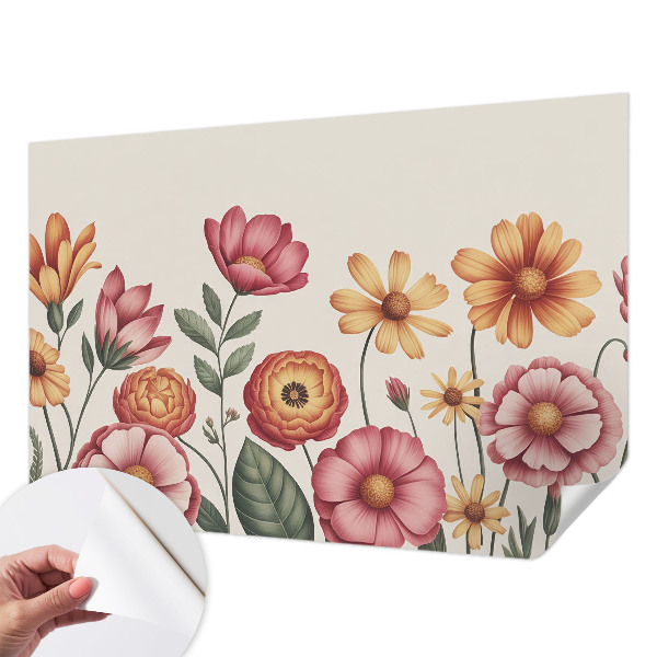 Fototapet för barn med ett blommönster lämpligt för barnrum