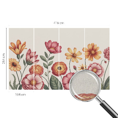 Fototapet för barn med ett blommönster lämpligt för barnrum