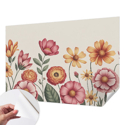 Fototapet för barn med ett blommönster lämpligt för barnrum