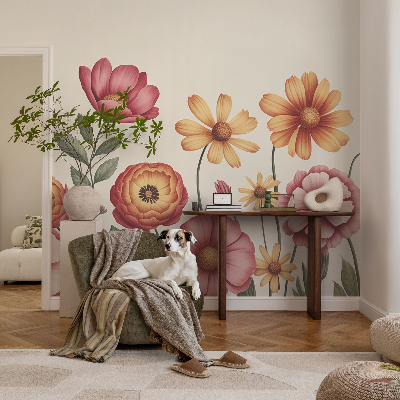 Fototapet för barn med ett blommönster lämpligt för barnrum