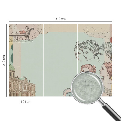 Självhäftande fotovägg i klassisk collage-design