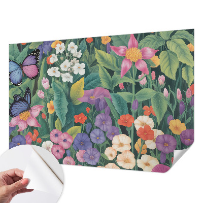 Fototapet barn med en blomexplosion i färgstarkt mönster