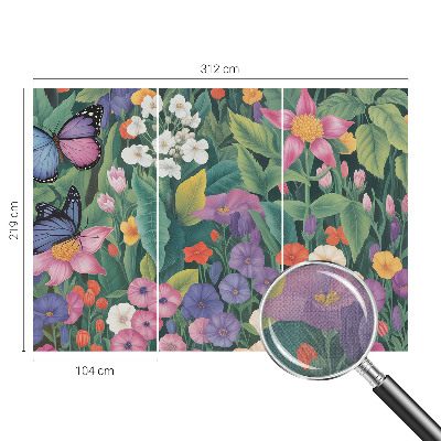Fototapet barn med en blomexplosion i färgstarkt mönster