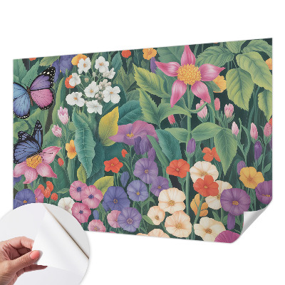 Fototapet barn med en blomexplosion i färgstarkt mönster