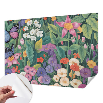 Fototapet barn med en blomexplosion i färgstarkt mönster
