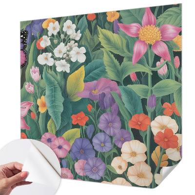 Fototapet barn med en blomexplosion i färgstarkt mönster