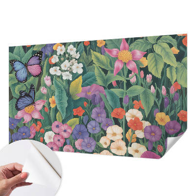 Fototapet barn med en blomexplosion i färgstarkt mönster