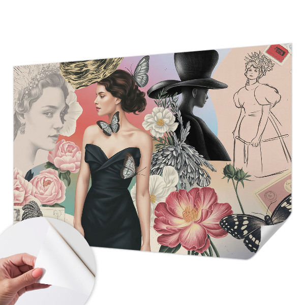 Självhäftande fotovägg Blommor och porträtt