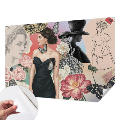 Självhäftande fotovägg Blommor och porträtt