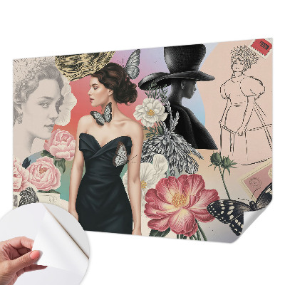 Självhäftande fotovägg Blommor och porträtt