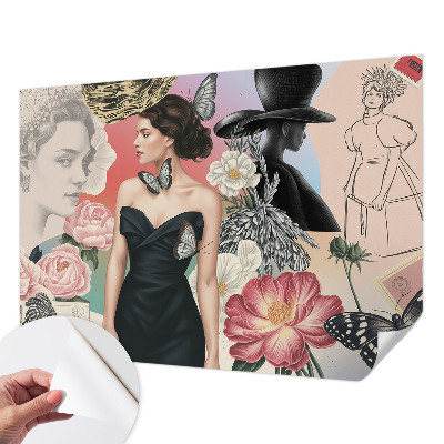 Självhäftande fotovägg Blommor och porträtt