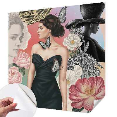 Självhäftande fotovägg Blommor och porträtt