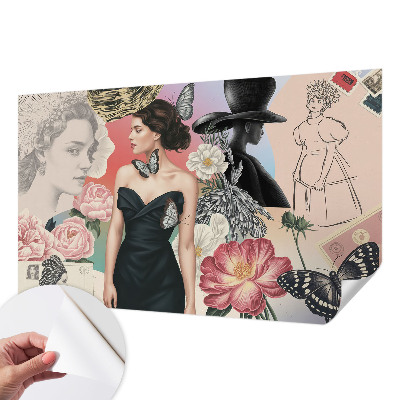 Självhäftande fotovägg Blommor och porträtt