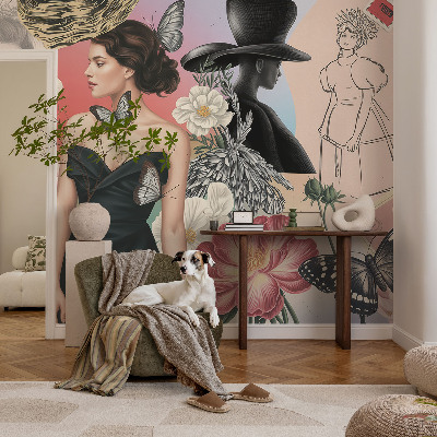 Självhäftande fotovägg Blommor och porträtt