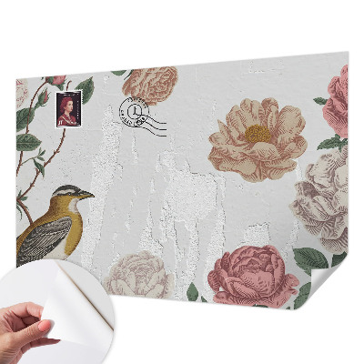 Självhäftande fotovägg med ett motiv av vintageblommor