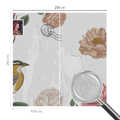Självhäftande fotovägg med ett motiv av vintageblommor
