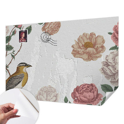 Självhäftande fotovägg med ett motiv av vintageblommor