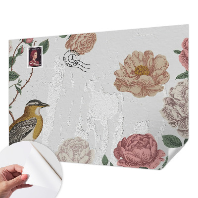 Självhäftande fotovägg med ett motiv av vintageblommor