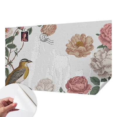 Självhäftande fotovägg med ett motiv av vintageblommor