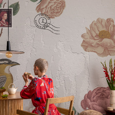 Självhäftande fotovägg Vintageblommor