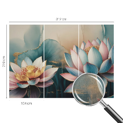 Fototapet barnrum med mönster av lotusblommor i dämpade toner