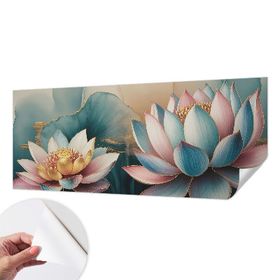 Fototapet barnrum med mönster av lotusblommor i dämpade toner