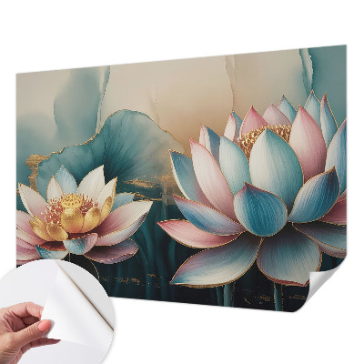 Fototapet barnrum med mönster av lotusblommor i dämpade toner
