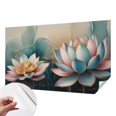 Fototapet barnrum med mönster av lotusblommor i dämpade toner