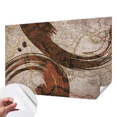 Självhäftande fotovägg med konstnärlig kartdesign