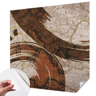 Självhäftande fotovägg med konstnärlig kartdesign