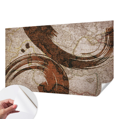 Självhäftande fotovägg med konstnärlig kartdesign