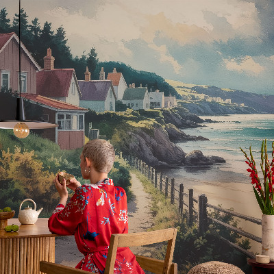 Självhäftande fototapet med motiv av klipphus