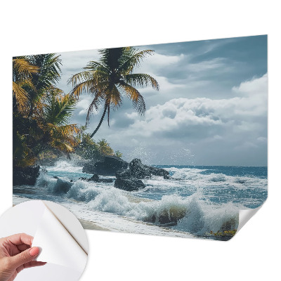 Självhäftande fotovägg med motiv av en exotisk strand