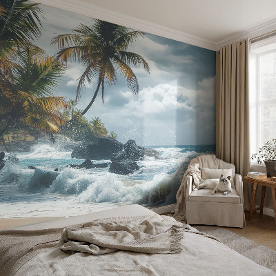 Självhäftande fotovägg med motiv av en exotisk strand