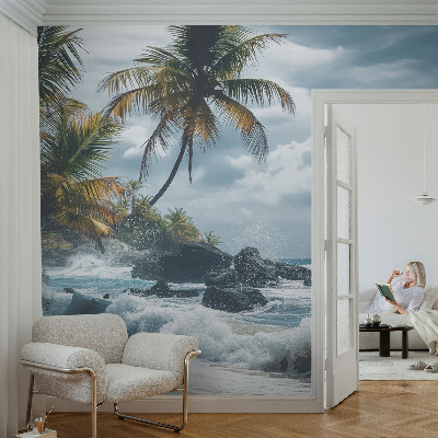 Självhäftande fotovägg med motiv av en exotisk strand