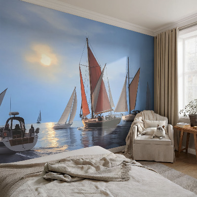 Fototapet barn med ett seglingsäventyr som motiv