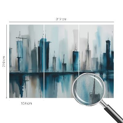 3D fototapet med motiv av ett stadslandskap
