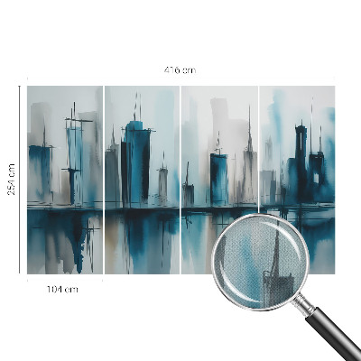 3D fototapet med motiv av ett stadslandskap