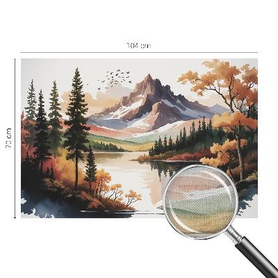 3D fototapet med motiv av fjäll i höstfärger