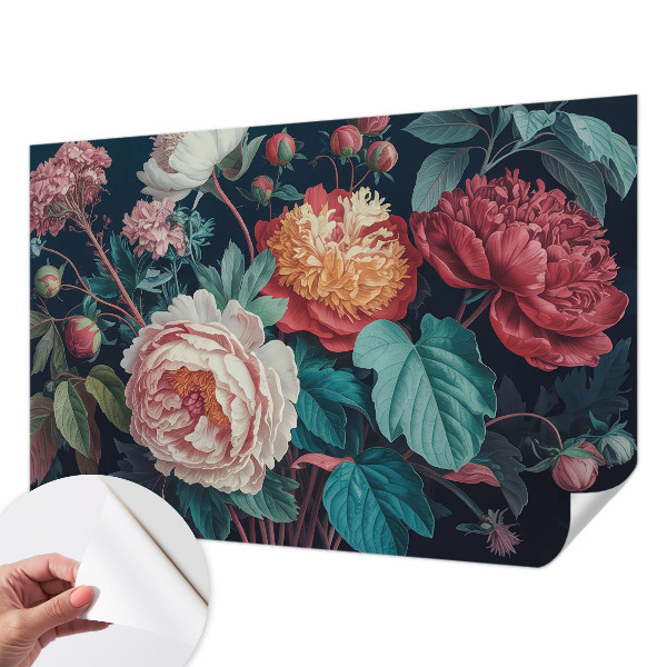 3D fototapet med färgglada blommor