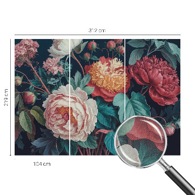 3D fototapet med färgglada blommor
