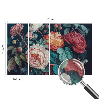 3D fototapet med färgglada blommor