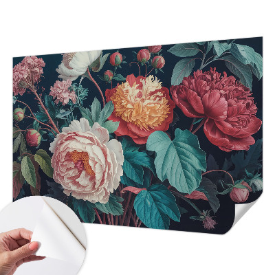 3D fototapet med färgglada blommor