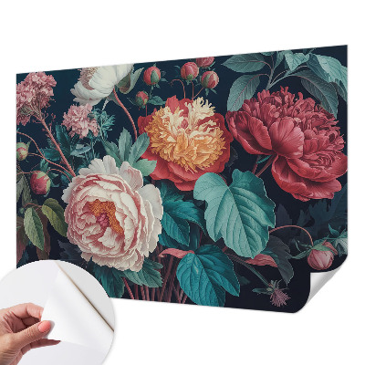 3D fototapet med färgglada blommor